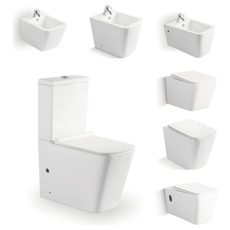 CE-zertifiziertes Keramik-Sanitärset für das Badezimmer: Zweiteilige Kombination aus Toilette und wandhängendem Bidet