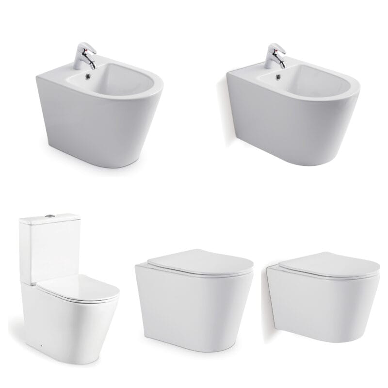 Von Saso empfohlenes Premium-Badezimmerset: Elegante Keramik-Standtoilette und wandhängendes Bidet für saudische Haushalte