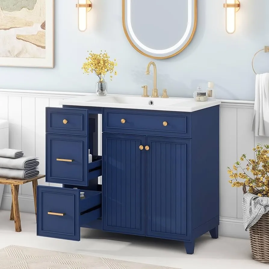 Badezimmerschrank in Marineblau und Dunkelgrün