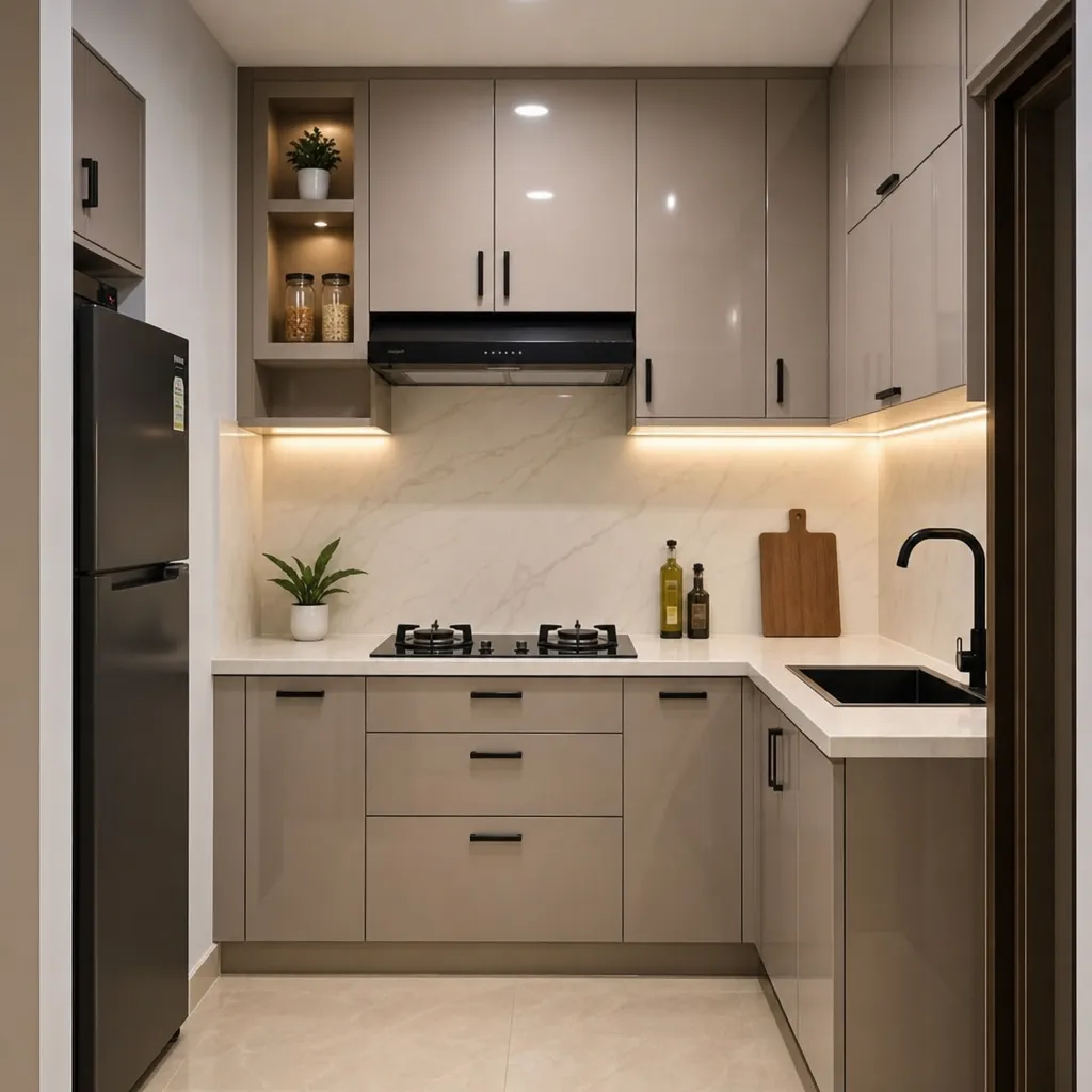 Moderne PVC-Küchenschränke, speziell für kleine Wohnräume konzipiert, mit eleganter Oberfläche